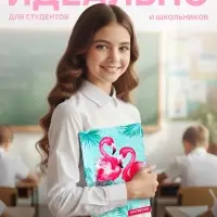 Колледж-тетрадь Calligrata TOP &laquo;Фламинго&raquo; А4, 80 листов, в клетку, в твёрдой обложке 7БЦ, глянцевая ламинация