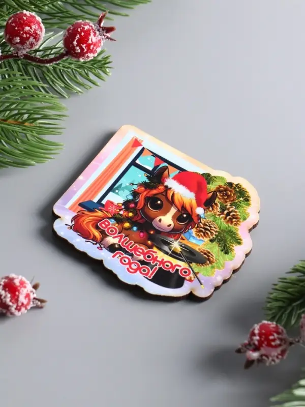 Набор магнитов новогодних «Новый год - 3», 5 шт., размер магнита 7 см