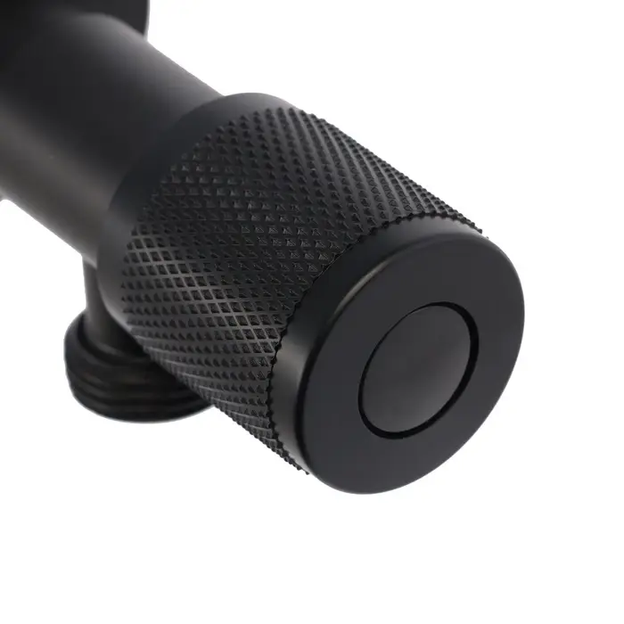 Кран угловой ZEIN engr, 1/2" &times; 1/2", кран-букса латунь/керамика, нерж. сталь, черный