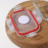 Контейнер для еды из жаропрочного стекла Доляна &laquo;Клик&raquo;, 380 мл, 15.5&times;11&times;5 см, с крышкой