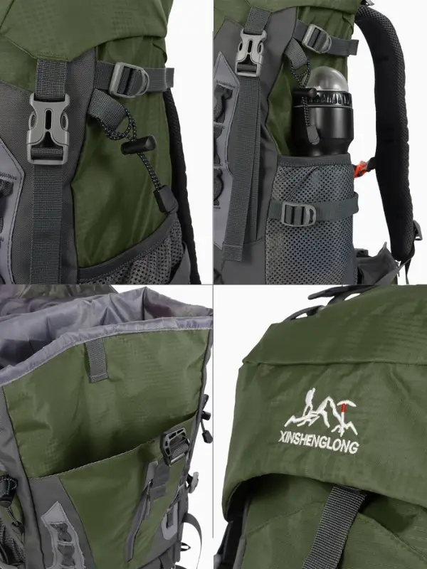 Рюкзак тур 65+5л, 30*20*53, отдел на шнурке, 5нар+2вн кармана, цвет хаки