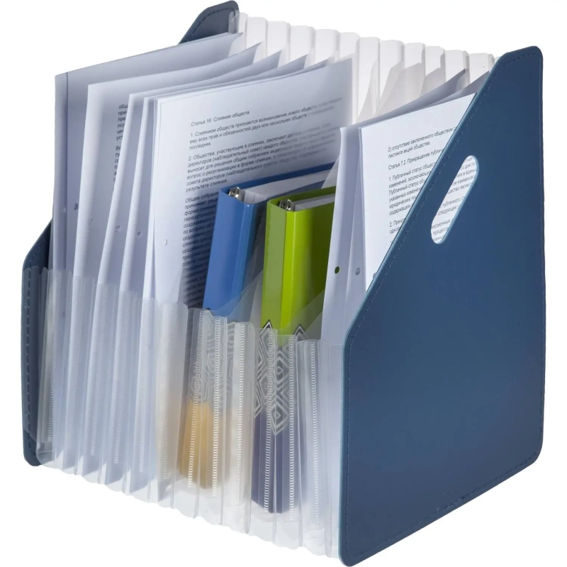 Лоток вертикальный Deli 63952 расширяемый, 13 отделений темно-синий