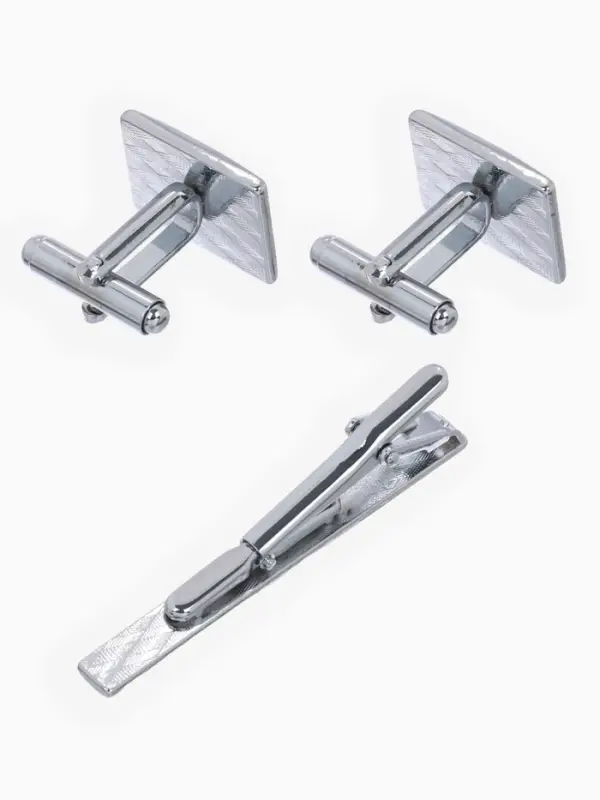 Набор мужской &laquo;Запонки + Зажим для галстука&raquo;, классика, цвет серебро