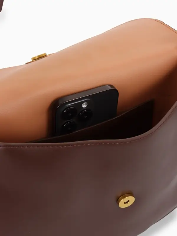 Сумка женская мессенджер TEXTURA на магните, с косметичкой, 28&times;4&times;20 см, коричневая