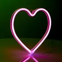 Неоновая вывеска &laquo;Сердце&raquo; 20&times;21 см, от батареек ААх3, USB, свечение розовое