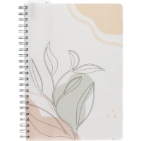 Бизнес-тетрадь 120л,клетка,А4 Flora 1,пласт.обл,серебр.спир,3раздел,линейка