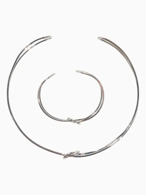 Набор 2 предмета: чокер, браслет &laquo;Обруч&raquo;, узел, цвет серебро