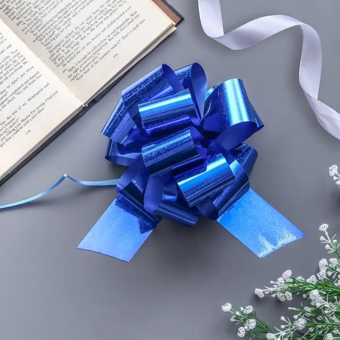Подарочный бант - шар №5, синий, для упаковки подарков