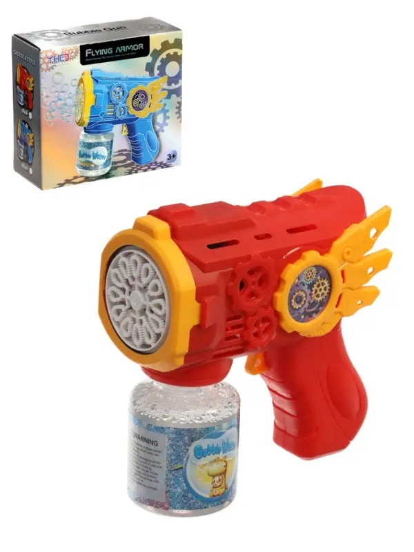 Генератор мыльных пузырей &laquo;Бластер&raquo;, световые эффекты, работает от батареек, цвет красный