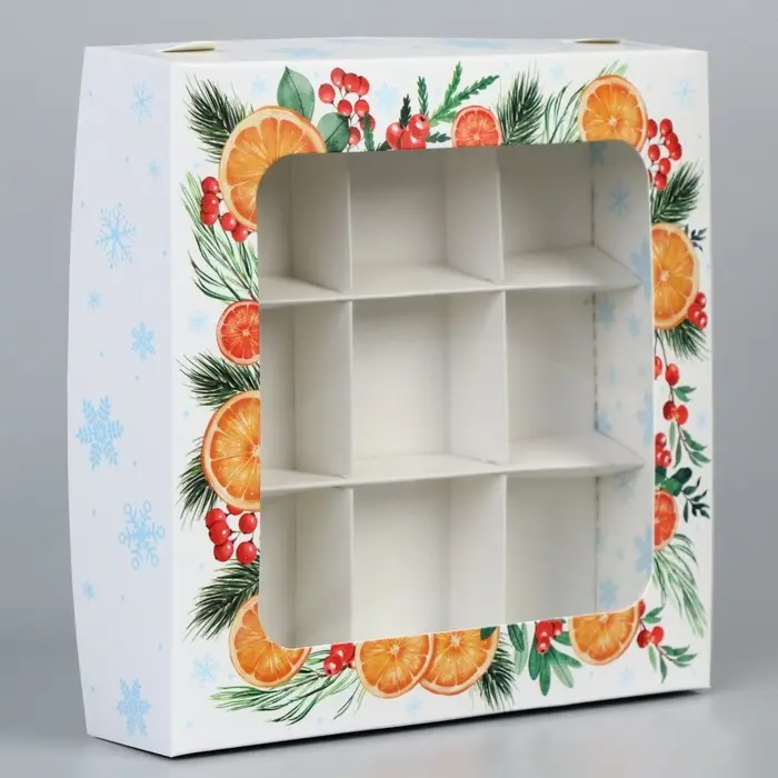 Коробка под 9 конфет &laquo;С Новым годом&raquo;, 14.5&times;14.5&times;3.5 см