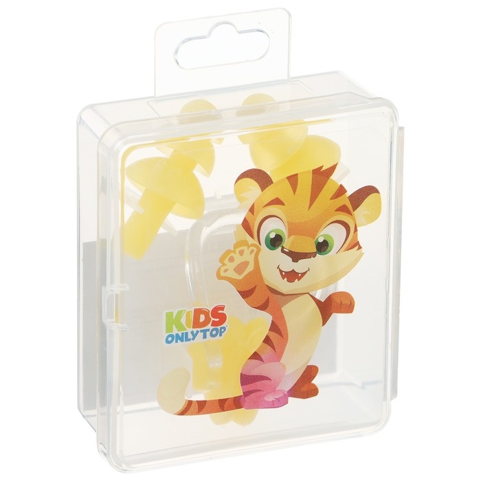 Набор для плавания ONLYTOP «Тигрёнок»: зажим для носа, беруши, цвет жёлтый Набор для плавания ONLYTOP «Тигрёнок»: зажим для носа, беруши, цвет жёлтый