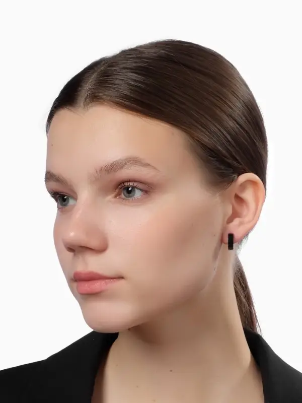 Серьги кольца чёрные QF &laquo;Нео&raquo;, d=1.4 см