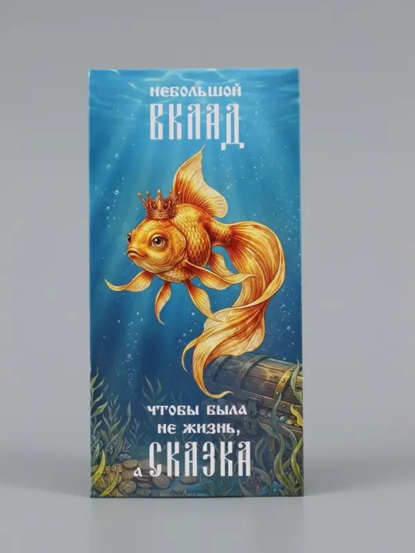 Конверт для денег &laquo;Жизнь - сказка&raquo;, золотая рыбка, 16.5&times;8 см