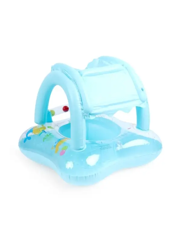 Круг для плавания детский с погремушкой 70 см, цвет голубой