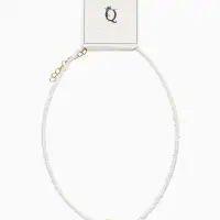 Чокер из бисера "Сердце", цвет бело-жёлтый в золоте, L=45 см