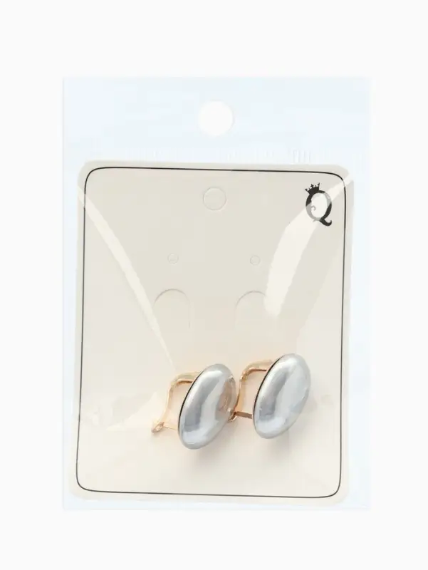 Серьги с жемчугом &laquo;Грейс&raquo;, вытянутый овал, серые в золоте