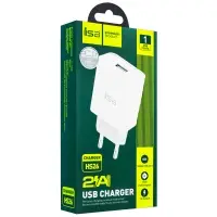 Сетевое зарядное устройство с кабелем USB на Type-C 2.4A HS26 ISA белое