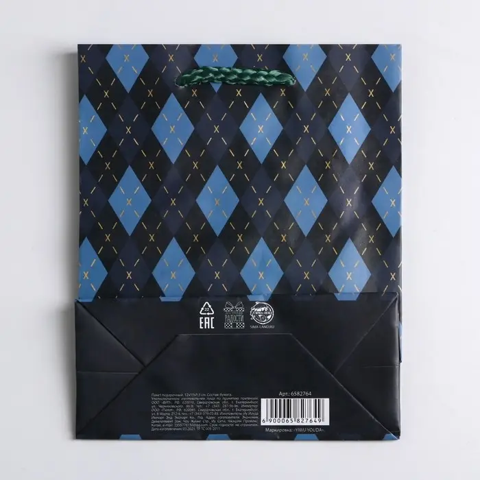 Пакет подарочный ламинированный, упаковка, «Клетка», S 12 х 15 х 5.5 см Пакет подарочный ламинированный, упаковка, «Клетка», S 12 х 15 х 5.5 см