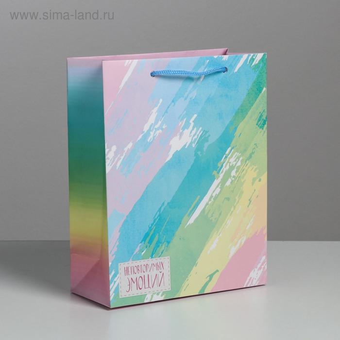 Пакет подарочный ламинированный вертикальный, упаковка, «Неповторимых эмоций», MS 18 х 23 х 10 см