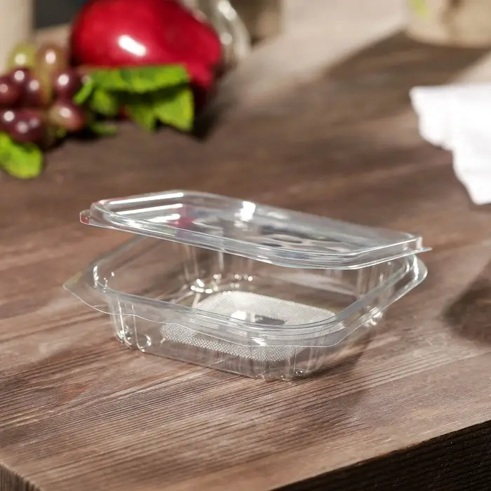 Контейнер одноразовый с неразъёмной крышкой КР-СК, пластик, 250 мл, 13.7×13.7×3.5 см, прозрачный