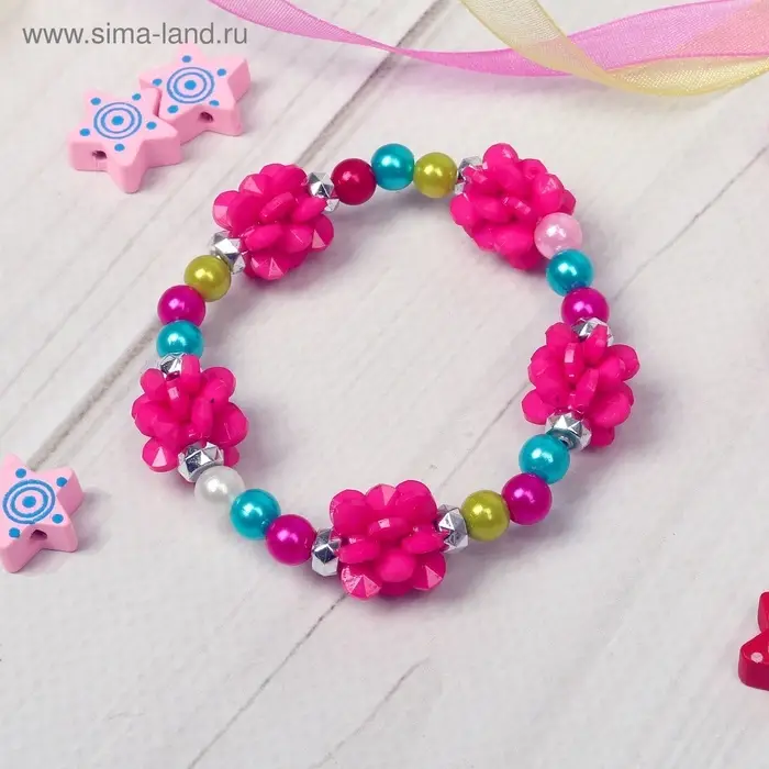 Браслет детский Выбражулька «Пионы», МИКС Браслет детский Выбражулька «Пионы», МИКС