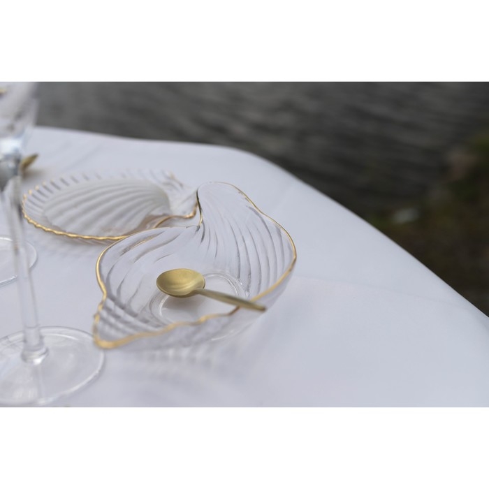 Блюдо сервировочное Magistro «Ракушка», 20×11 см, прозрачное с золотой каймой Блюдо сервировочное Magistro «Ракушка», 20×11 см, прозрачное с золотой каймой