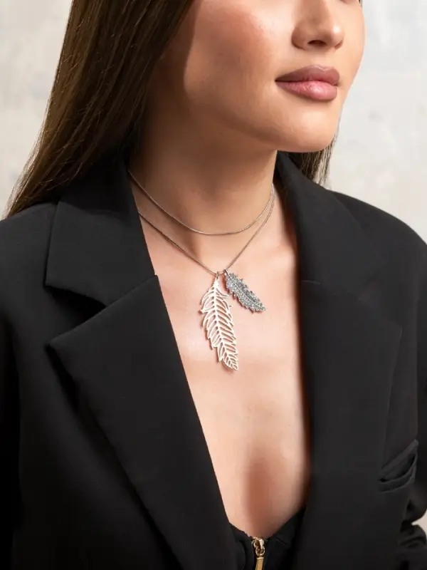 Кулон на цепочке &laquo;Перо&raquo;, ангела, белый в серебре, 72 см