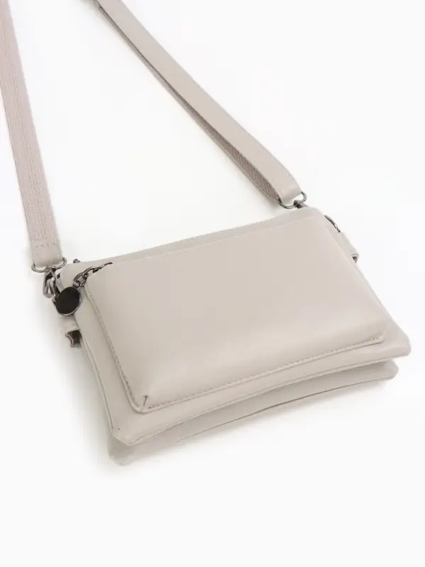 Сумка женская кросс-боди на молнии, 20.5&times;2&times;13 см, серая