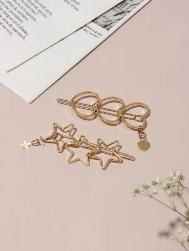 Невидимки для волос QF &laquo;Джастин&raquo;, набор 2 шт., 7 см, золото