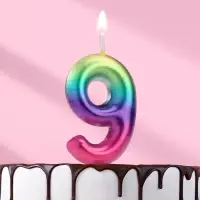 Свеча в торт «Цифра 9», 5.5 см