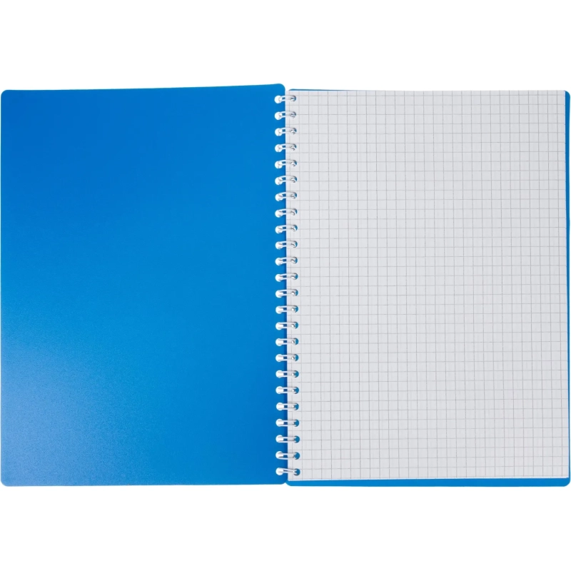 Бизнес-тетрадь А5 48л.  гребень,пласт.обл,синий, клетка