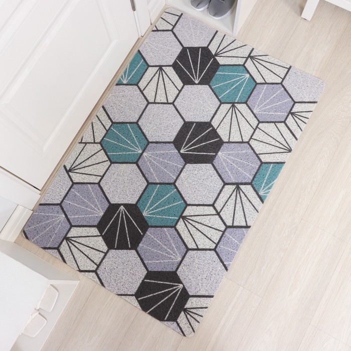 Коврик придверный грязезащитный Доляна «Грани», 80×120 см, цвет серо-зелёный Коврик придверный грязезащитный Доляна «Грани», 80×120 см, цвет серо-зелёный