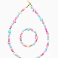 Набор детский &laquo;Выбражулька. Смайл&raquo;, 2 предмета: бусы, браслет, разноцветный