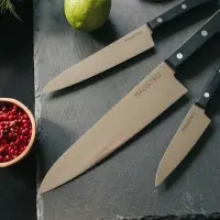 Набор кухонных ножей Magistro Hinshitsu, 3 шт. овощной, универсальный, шеф, нержавеющая сталь, чёрный