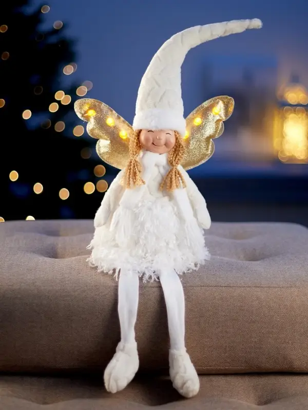 Светодиодная фигура &laquo;Кукла в белом&raquo; 70 см, текстиль, 6 LED, от батареек AG10&times;3, свечение тёплое белое