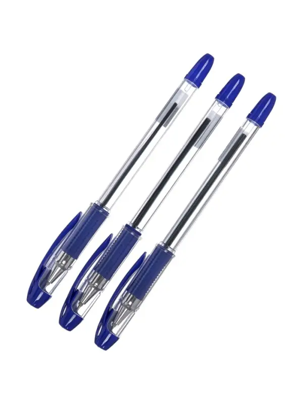 Ручка шариковая синияя 0,7мм, с резиновым держателем Пилот