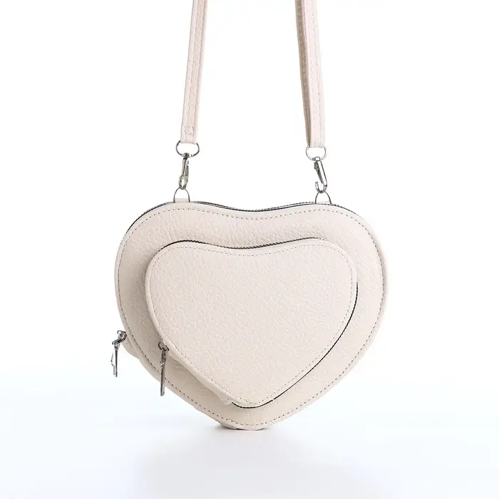 Сумка женская кросс-боди на молнии, в форме сердца, 20&times;5&times;16 см, белая