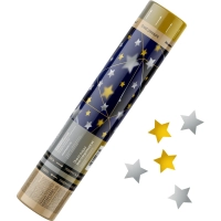 Хлопушка пневматическая 30см конфетти-звезды из фольг золотой,серебро CM011