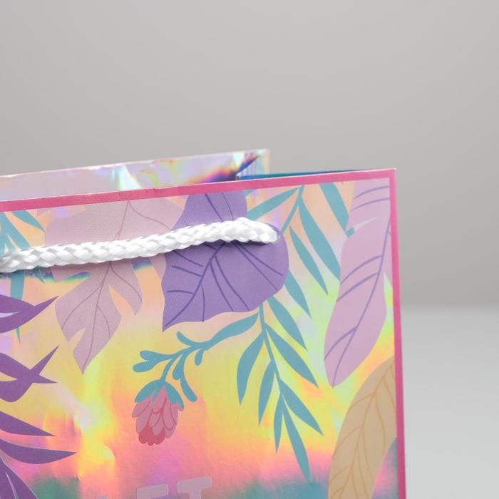 Пакет подарочный голографический, упаковка, Let your light shine, 18 х 23 х 10 см