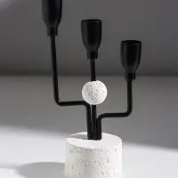 Подсвечник на 3 свечи &laquo;Канделябр. Трезубец&raquo;, d=2 см, чёрный, 12х6,8х21,3 см