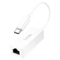 Адаптер Hoco UA22, Type-C - ethernet (100 Мб), 15 см, белый