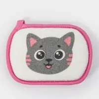 Мочалка для купания "Кошечка", 12х8 см, цвет розовый