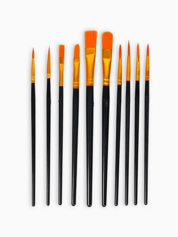 Кисть для рисования, набор 10 шт. синтетика &laquo;Ангел&raquo; № 1, 2, 2/0, 3, 4, 5, 5/8, 6, 8