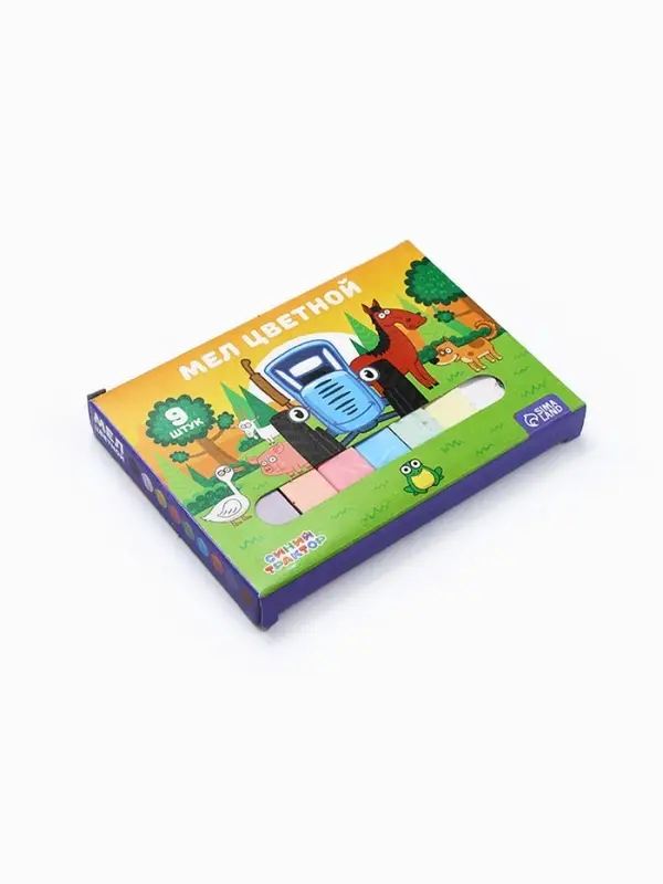 Мелки цветные школьные 9 шт. «Синий трактор», прямоугольные Мелки цветные школьные 9 шт. «Синий трактор», прямоугольные