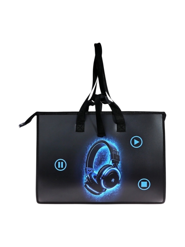 Папка А3 , 467х338х100 мм, deVENTE Папка А3 , 467х338х100 мм, deVENTE "Headphones", с ручками, пластиковая, молния сверху, внутренний карман