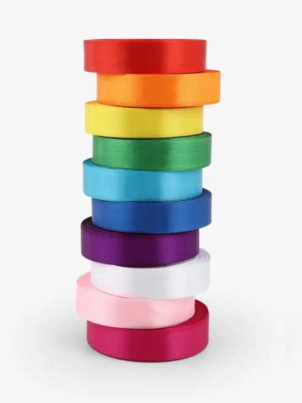 Лента атласная, набор 10 шт., 20 мм, 23 м&plusmn;1 м, разноцветная