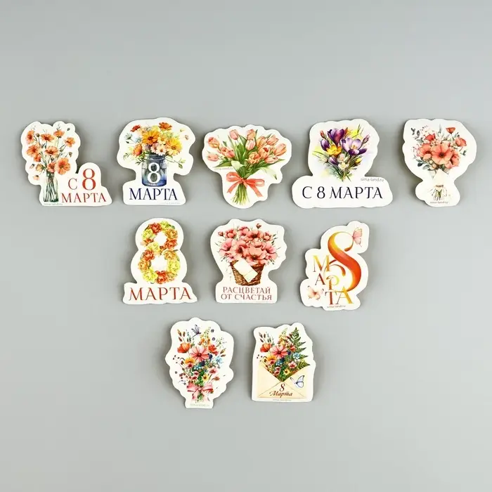 Набор стикеров «8 марта», 5 х 5 см Набор стикеров «8 марта», 5 х 5 см