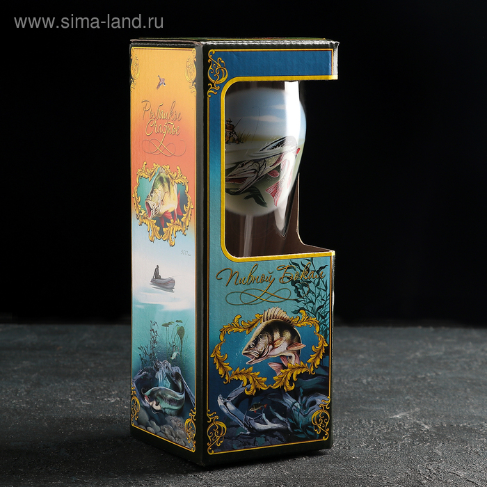 Бокал пивной «Рыбалка», стеклянный, 500 мл, рисунок микс Бокал пивной «Рыбалка», стеклянный, 500 мл, рисунок микс