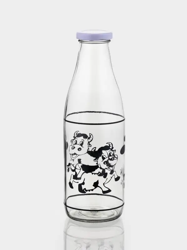 Бутыль для молока Доляна &laquo;Коровушка&raquo;, 1 л, 8.5&times;25 см, стекло