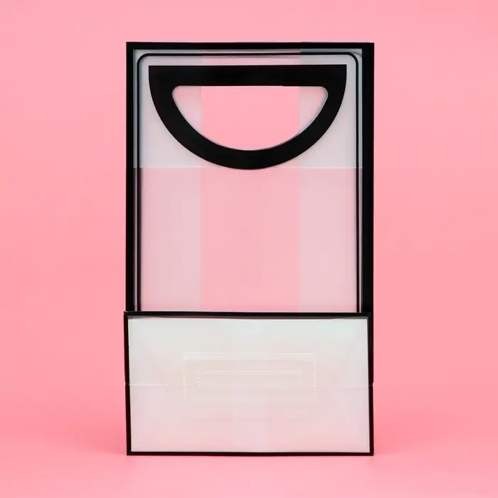 Пакет ПП с вырубной ручкой, прозрачный, 25&times;19&times;9 см, чёрный